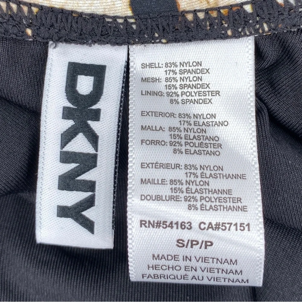 DKNY Animal Print Ruffle Neck One-Piece Swimsuit Brown and Black Size Small NWT - Picture 6 of 8